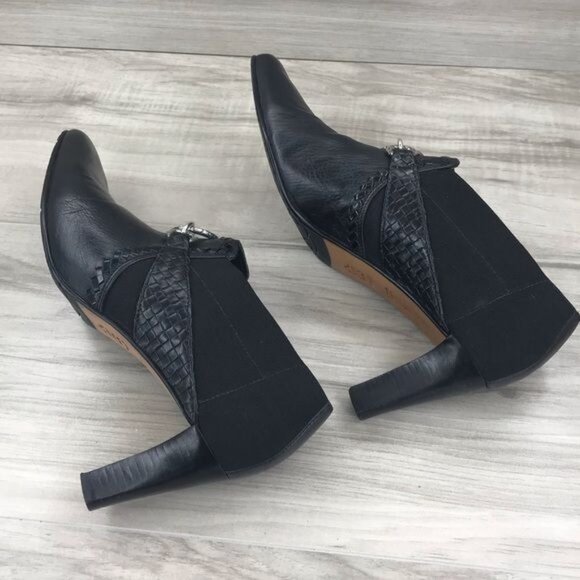 Brighton Heel Booties Women's 8 Rizzo Black Leather Shooties Ankle boots - Picture 7 of 8
